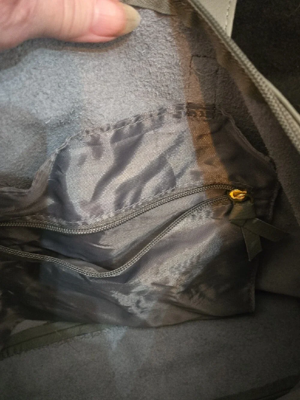 Joy Mangano Taupe Leather Tote with Gold Logo